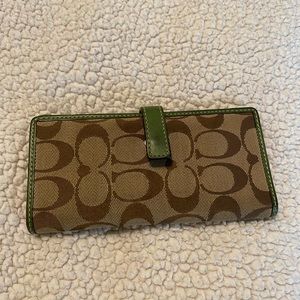 Coach brown signature canvas snap wallet